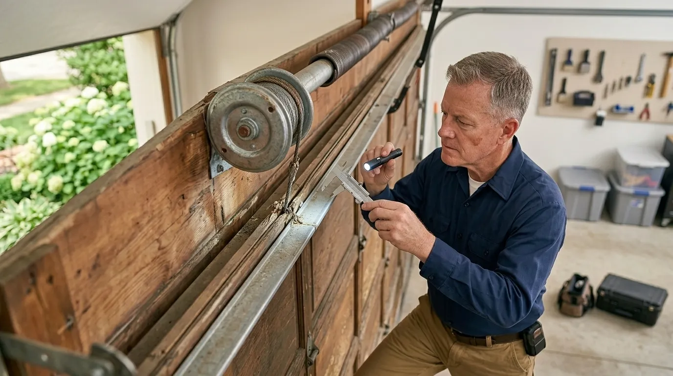 Garage door detail illustrating is your older garage door worth fixing?